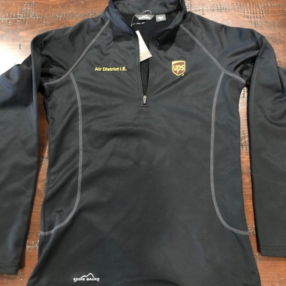 Eddie Bauer Smooth Fleece 1/4 Zip Pullover Base‎ Layer Black Women’s M UPS Logo